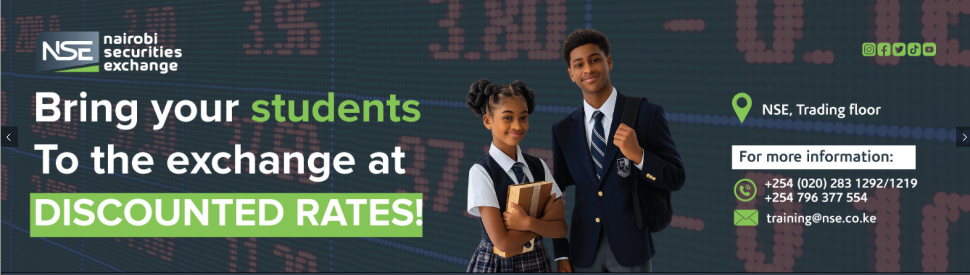 Bring your students to the exchange at discounted rates